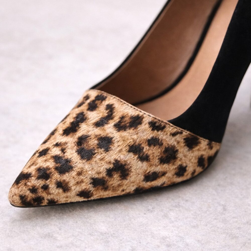 Madewell The Mira Pump Genuine Suede Leopard Print Stiletto Heel Size 6 NIB - Picture 4 of 6